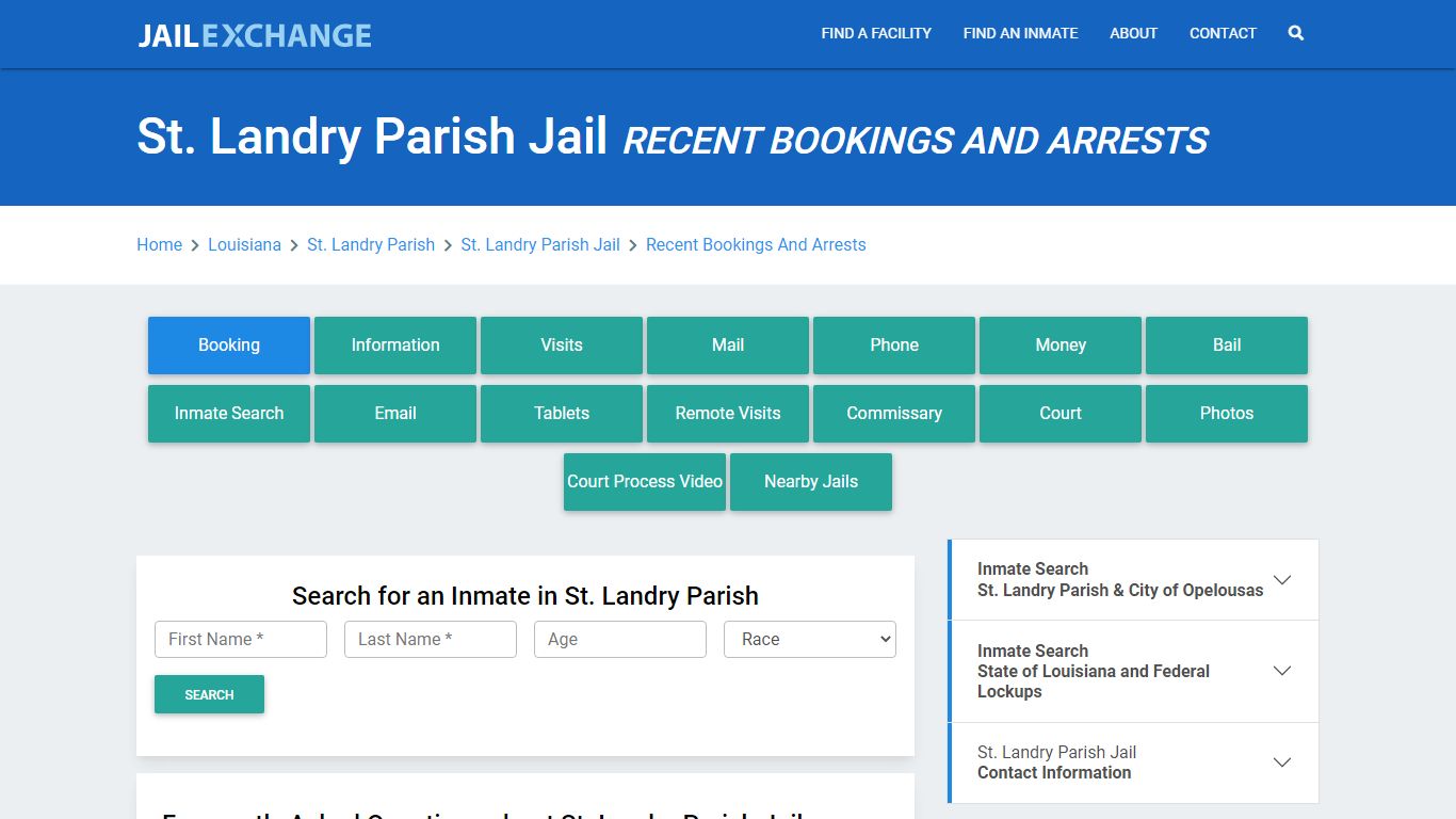 St. Landry Parish Jail Recent Bookings And Arrests - Jail Exchange