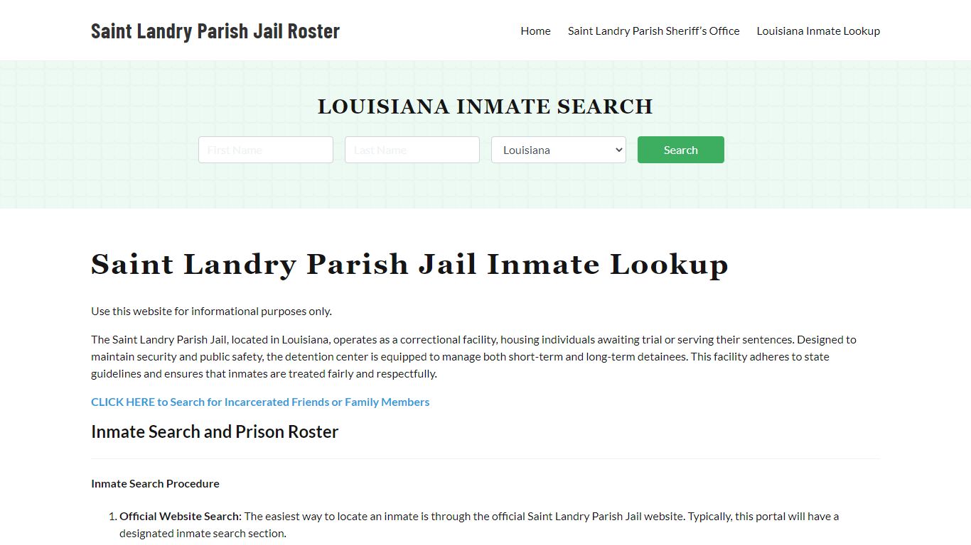 Saint Landry Parish Jail Roster Lookup, LA, Inmate Search