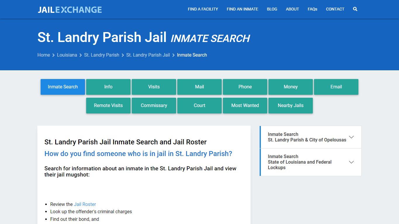 Inmate Search: Roster & Mugshots - St. Landry Parish Jail, LA